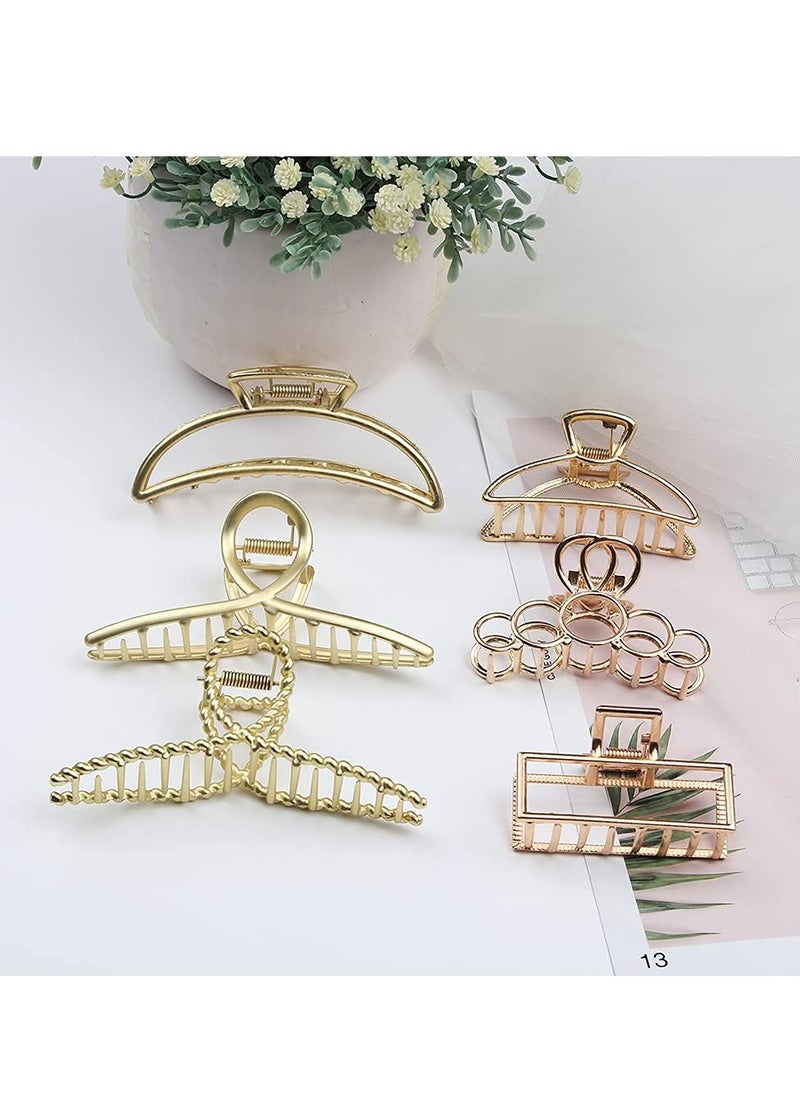 Oasisgalore 3 Pack Large Gold Metal Hair Claw Clips, Non-Slip, Strong Hold for Thick Hair, Women & Girls Hair Accessories  - Image 5