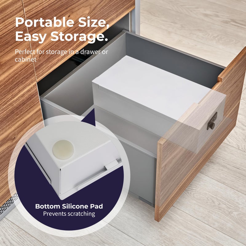 Volcora Cash Box Money Organizer - 15â€ x 7.5â€ x 4â€ Cashbox 5 Compartments Drawer Tray - Bills and Coin Slot with Combination Lock for POS Register, Kiosk, Retail, Personal and Business Use, White - Image 5