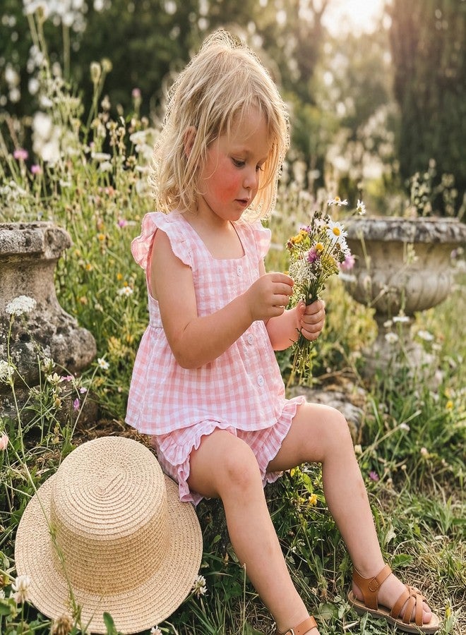 Yoawdats Toddler Baby Girl Summer Clothes Ruffle Sleeveless Shirts Tank Tops Infant Girl Cute Bloomers Shorts Set Outfits (Pink ruffle, 3-4T) - Image 5