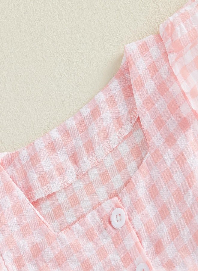 Yoawdats Toddler Baby Girl Summer Clothes Ruffle Sleeveless Shirts Tank Tops Infant Girl Cute Bloomers Shorts Set Outfits (Pink ruffle, 3-4T) - Image 3