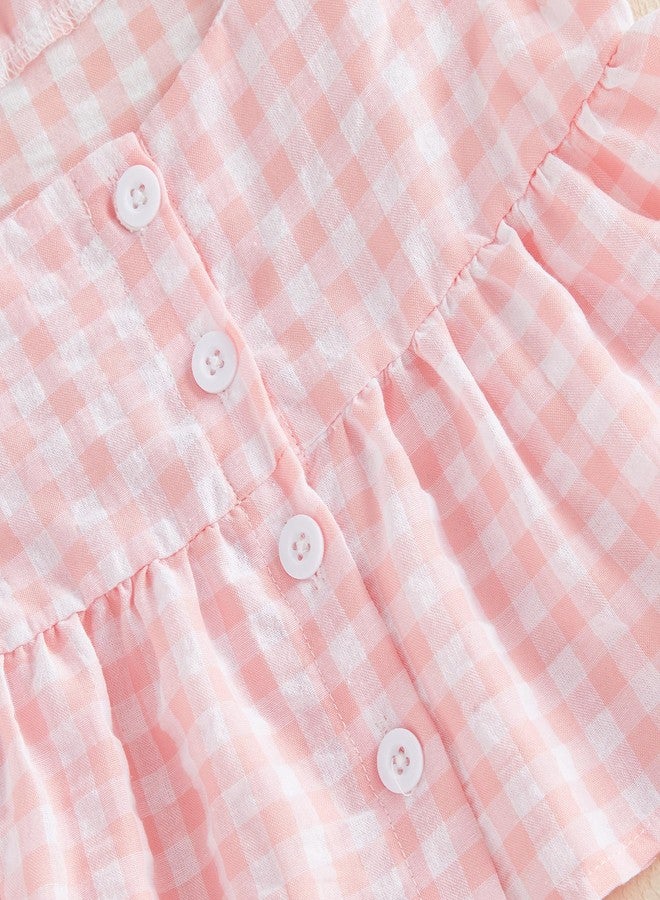 Yoawdats Toddler Baby Girl Summer Clothes Ruffle Sleeveless Shirts Tank Tops Infant Girl Cute Bloomers Shorts Set Outfits (Pink ruffle, 3-4T) - Image 4