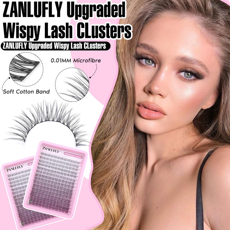 zanlufly Lash CLusters Wispy Eyelash Clusters Natural Lash Extensions C-Curly DIY Eyelash Extensions zanlufly 180Pcs Individual Lashes(9MM 10MM 12MM 14MM 16MM) - Image 3