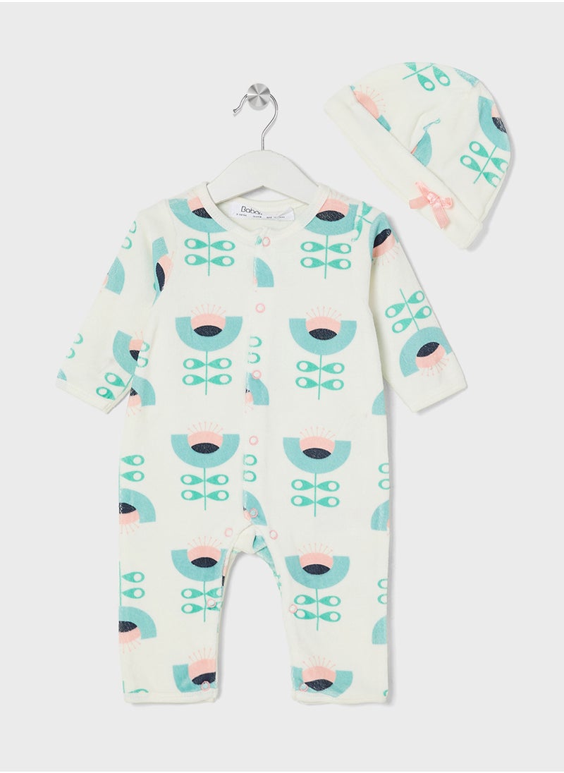 مينوتي ROMPER, HAT & SOCKS SET CREAM/AOP A2 PAK  - Image 1