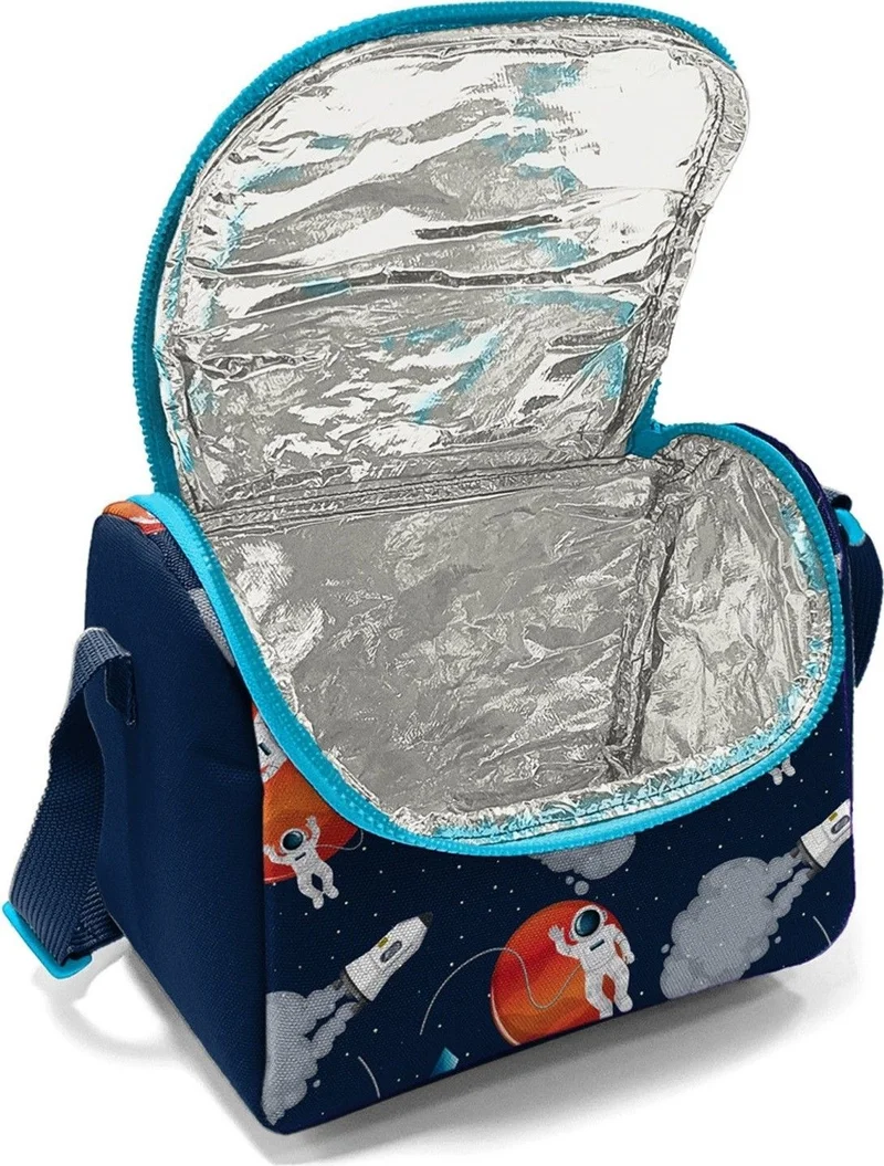CORAL HIGH Navy Blue Astronaut Patterned Boy Thermal Insulated Lunch Bag and Pencil Case Set