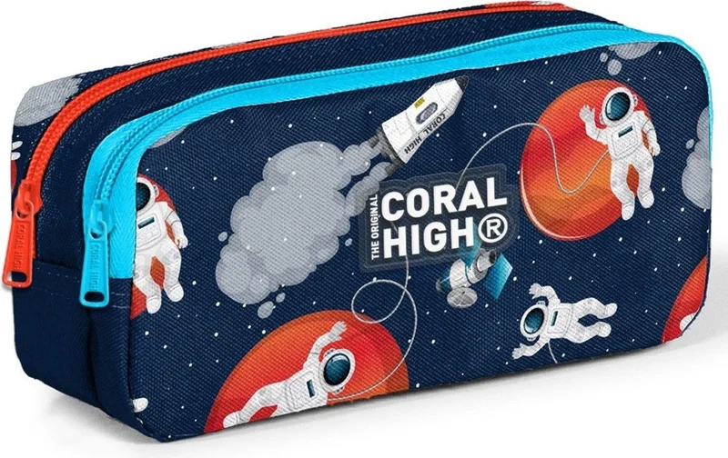 CORAL HIGH Navy Blue Astronaut Patterned Boy Thermal Insulated Lunch Bag and Pencil Case Set