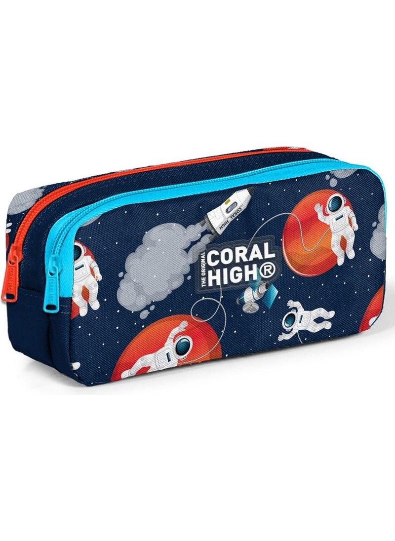 CORAL HIGH Navy Blue Astronaut Patterned Boy Thermal Insulated Lunch Bag and Pencil Case Set  - Image 2