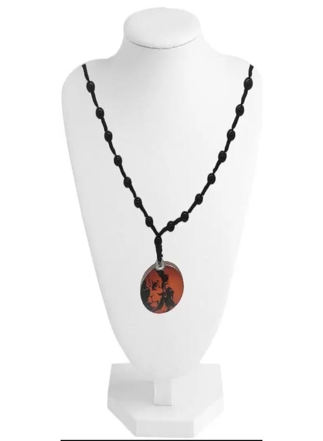 Ervio Lord Hanuman Pendant for Men & Boys | Black Beads Chain with Bajrang Bali Locket | Spiritual Necklace for Good Health, Wealth & Protection - Image 2