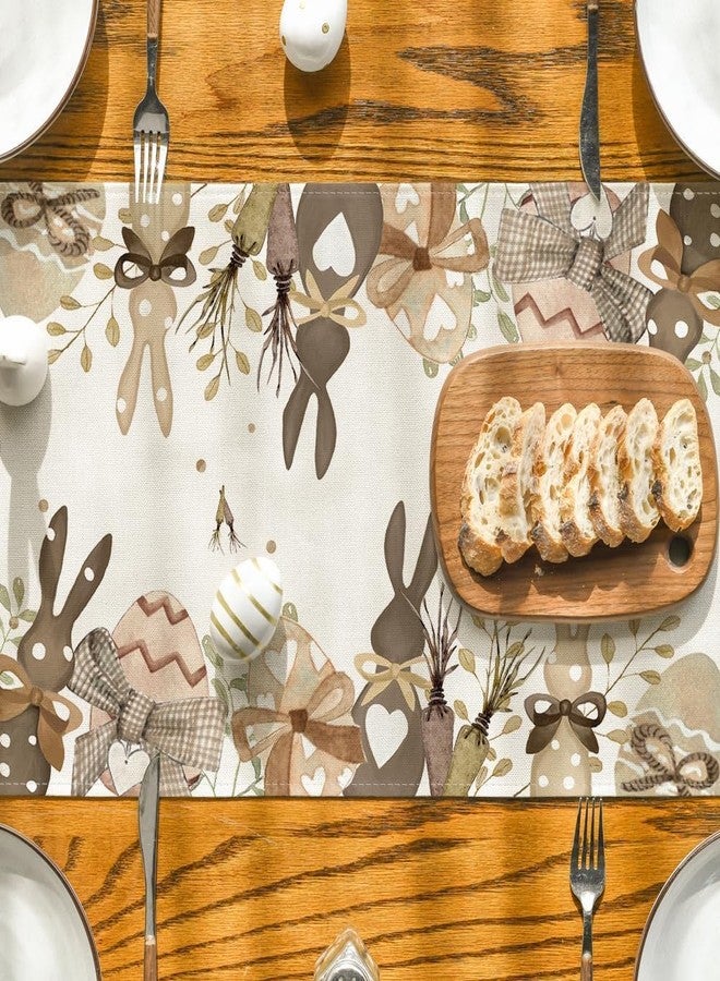 KITRDOOR Egg Rabbit Bunny Happy Easter Table Runner, 13 x 72 Inch Spring Summer Seasonal Holiday Kitchen Dining Table Decoration for Indoor Outdoor Home Party Decor - Image 3