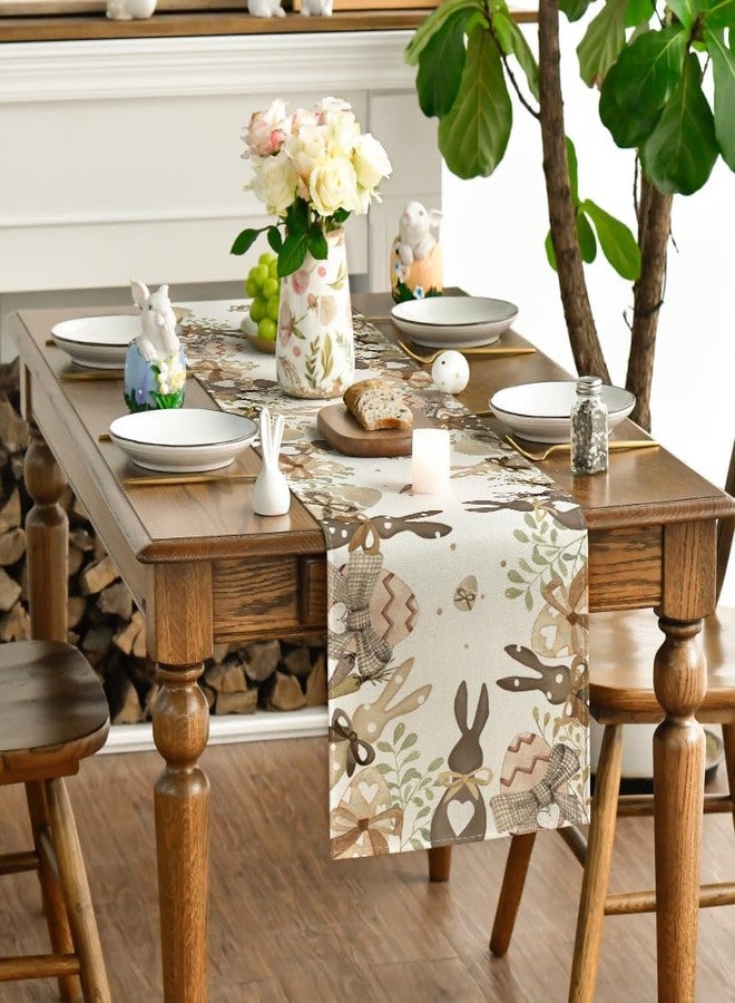 KITRDOOR Egg Rabbit Bunny Happy Easter Table Runner, 13 x 72 Inch Spring Summer Seasonal Holiday Kitchen Dining Table Decoration for Indoor Outdoor Home Party Decor - Image 5