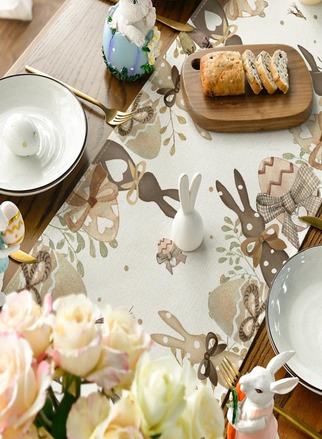 KITRDOOR Egg Rabbit Bunny Happy Easter Table Runner, 13 x 72 Inch Spring Summer Seasonal Holiday Kitchen Dining Table Decoration for Indoor Outdoor Home Party Decor - Image 4