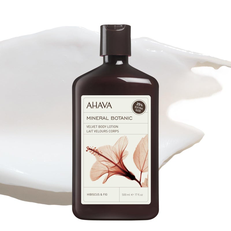 AHAVA Mineral Botanic Velvet Cream Body Lotion, Hibiscus & Fig - Washes Away Dirt and Impurities, Relaxes, Enriched with Exfoliating Hibiscus, Malic & Citric Acid, Fig & Exclusive Osmoter, 17 Fl.Oz - Image 1
