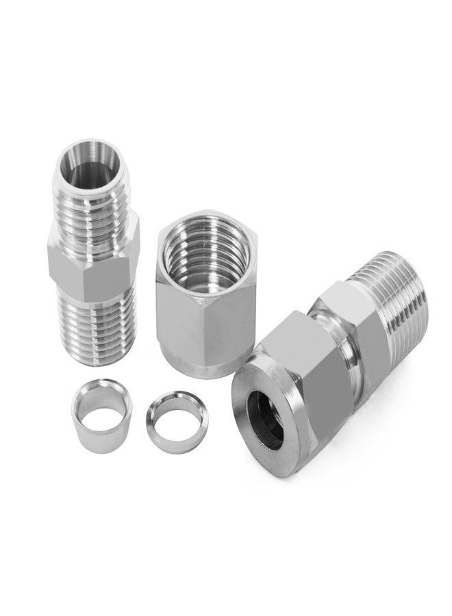 ChillWaves 304 Stainless Steel Tee Compression Tube Fitting, 1/4" OD x 1/4" OD x 1/4" OD Compression Union Connector(2-PACK) - Image 3