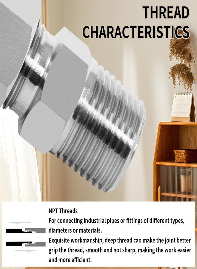 ChillWaves 304 Stainless Steel Tee Compression Tube Fitting, 1/4" OD x 1/4" OD x 1/4" OD Compression Union Connector(2-PACK) - Image 5