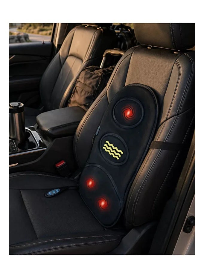 Heated Massage Cushion Home Office Vehicle Compatible Vibrating Back Lumbar Support Cushion - Image 1