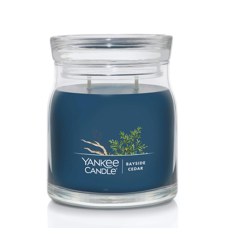 YANKEE CANDLE Yankee Candle Bayside Cedar Scented Signature 13oz Medium Jar 2Wick Candle Over 35 Hours of Burn Time