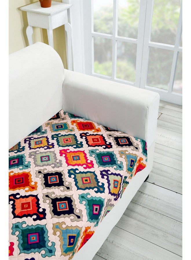 FABANE Velvet Printed Sofa Seat Cover For 5 Seater With Heavy Antiskid Backing & Washable Sofa Seat Runner For Couch - (27 X 24 Inches - 2 Pieces, 27 X 72 Inches - 1 Piece) Multicolor - Image 2