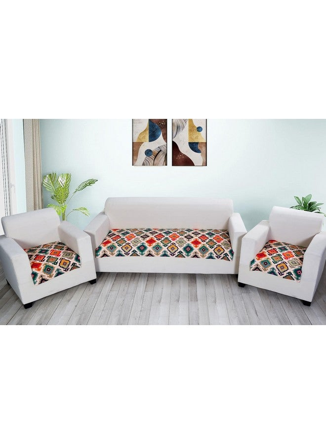 FABANE Velvet Printed Sofa Seat Cover For 5 Seater With Heavy Antiskid Backing & Washable Sofa Seat Runner For Couch - (27 X 24 Inches - 2 Pieces, 27 X 72 Inches - 1 Piece) Multicolor - Image 1