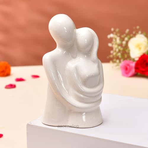 ascension Couple Sculptures Beautiful Ceramic Modern Romantic Couple Statue Family Figurine Decorative Showpiece for Valentine Gift Living Room House Warming Anniversary Birthday Office & Home Decor - Image 1