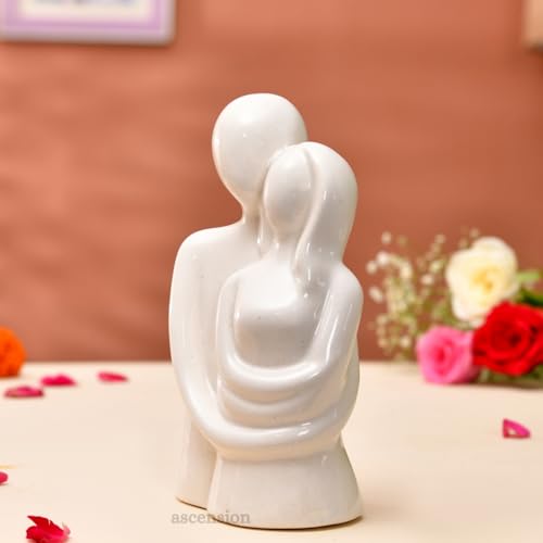 ascension Couple Sculptures Beautiful Ceramic Modern Romantic Couple Statue Family Figurine Decorative Showpiece for Valentine Gift Living Room House Warming Anniversary Birthday Office & Home Decor - Image 2