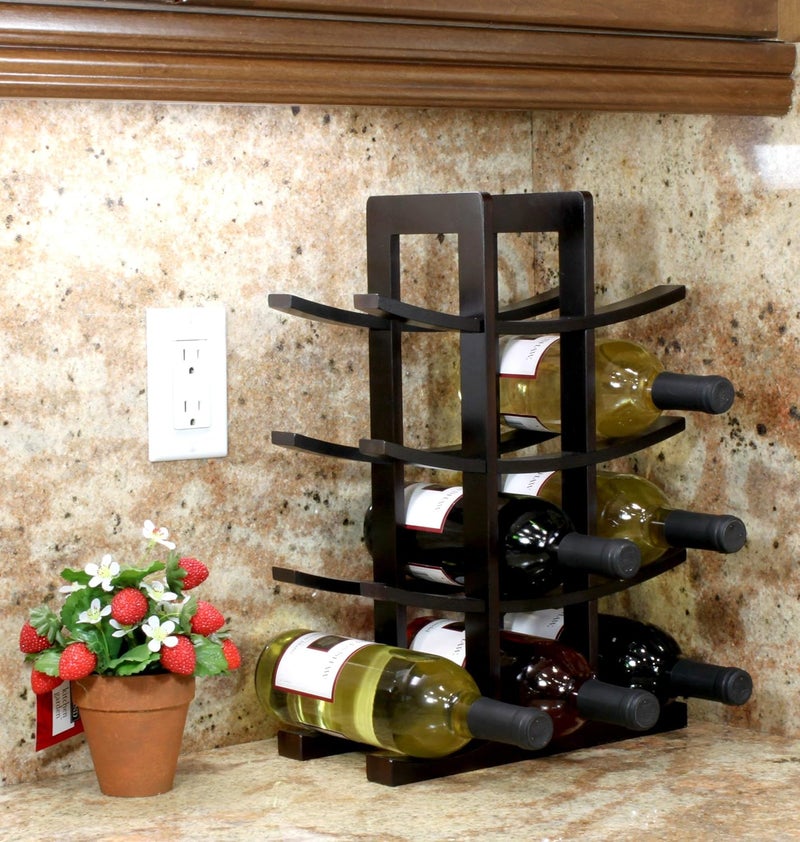Oceanstar Large 12-Bottle Bamboo Wine Rack in Dark Espresso - Image 4