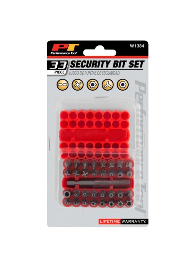 ACE 33-Piece Security Bit Set Red and Silver 17.78 x 9.525 x 3.048 cm W1384  - Image 2