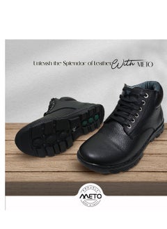 Meto Meto Men's Luxury Genuine Leather Lace Up Mid Height Formal Shoes  - Image 2