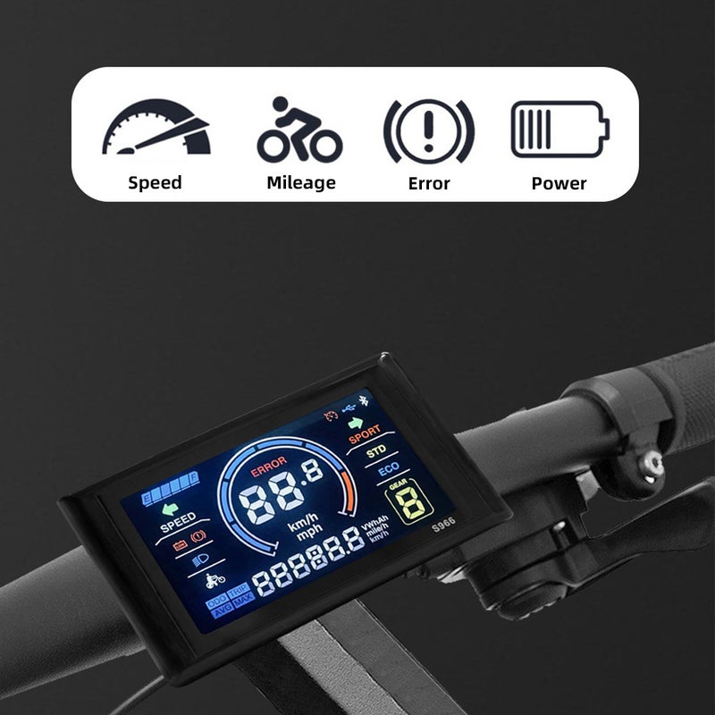 24-72V Ebike LCD Display 5Pins LCD-S966 Smart Color Screen Waterproof Mountain Bike Control Panel Used For No. 2 Protocol Controller Normal Connector - Image 3
