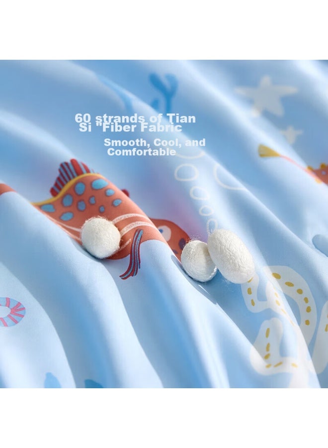 Luolaikids Luolai Children's Class A Antibacterial Tencel Silk Comforter, Washable Air Conditioning Quilt, Summer Cool Quilt, 150*215cm, Blue - Image 2