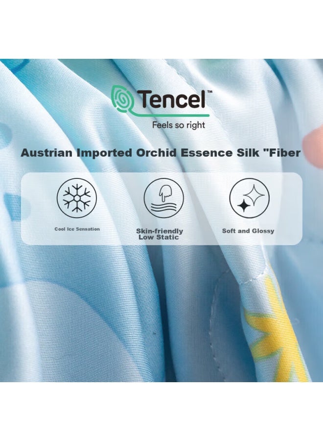 Luolaikids Luolai Children's Class A Antibacterial Tencel Silk Comforter, Washable Air Conditioning Quilt, Summer Cool Quilt, 150*215cm, Blue - Image 5