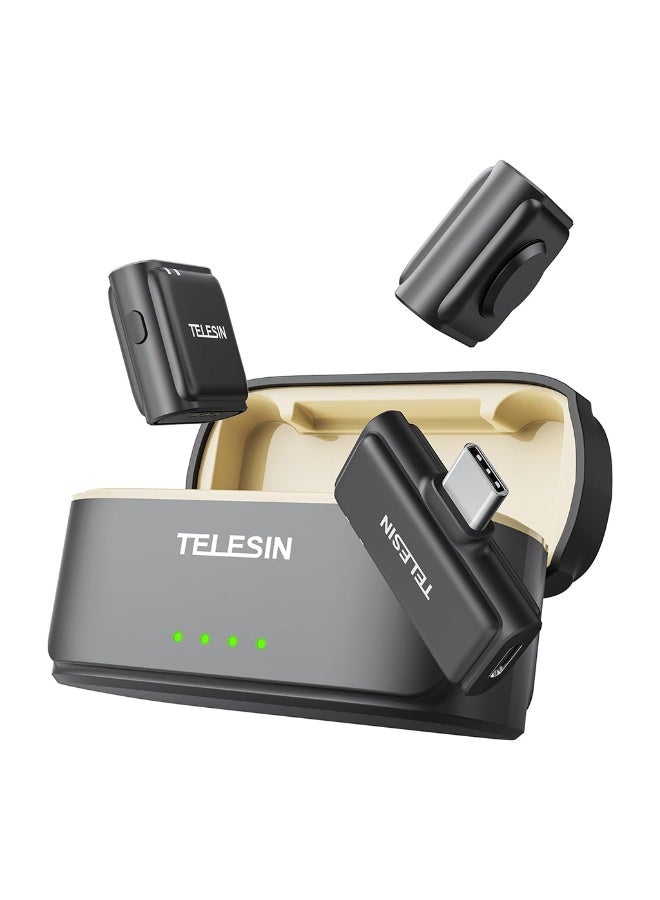 TELESIN Dual Wireless Lavalier Microphone Kit for iPhone 16/15, Android & PC–656ft Range, 18-Hour Battery, USB-C Compatible, Noise Reduction suitable for Video, Interviews & Live Streaming - Image 1