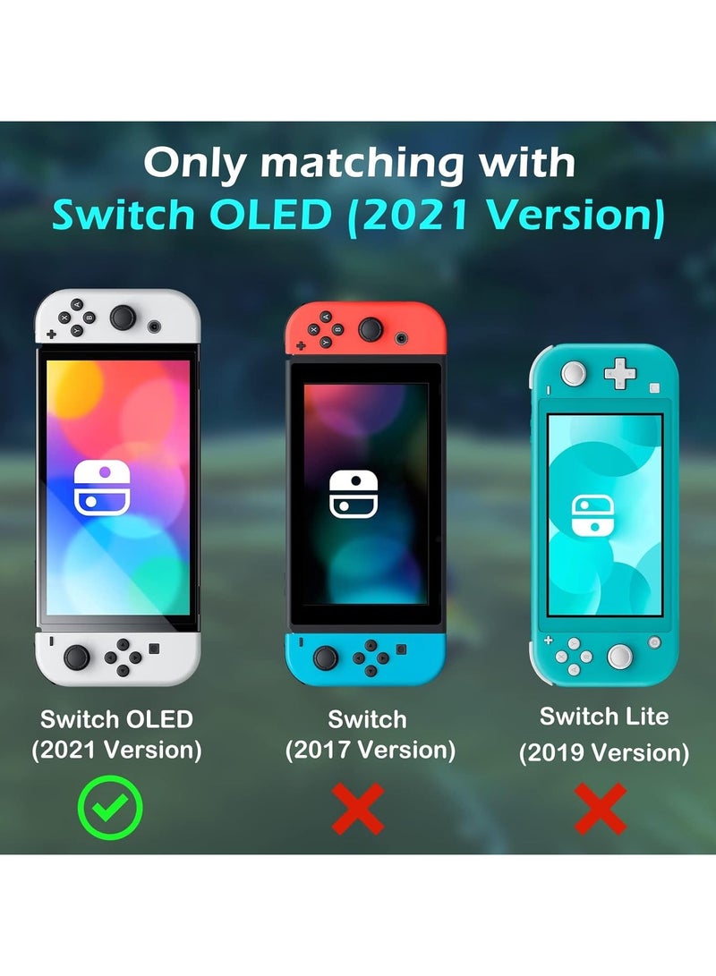 Glitter Clear Case Compatible with Nintendo Switch OLED 2021, Cute Cartoon Astronaut Dockable Scratch-Resistant Hard Cover, TPU Grip Material with 4-Piece Thumb Rocker Cover Accessory - Image 2