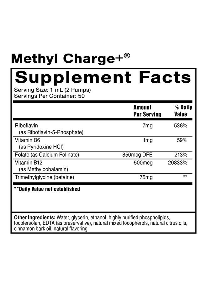 Quicksilver Scientific Methyl Charge - Methylation, Liver, Detox + Energy Supplement - Folate, Vitamin B12, Riboflavin, Vitamin B6 + TMG Supplement with Superior Absorption - Vegan B Vitamins (50ml) - Image 2