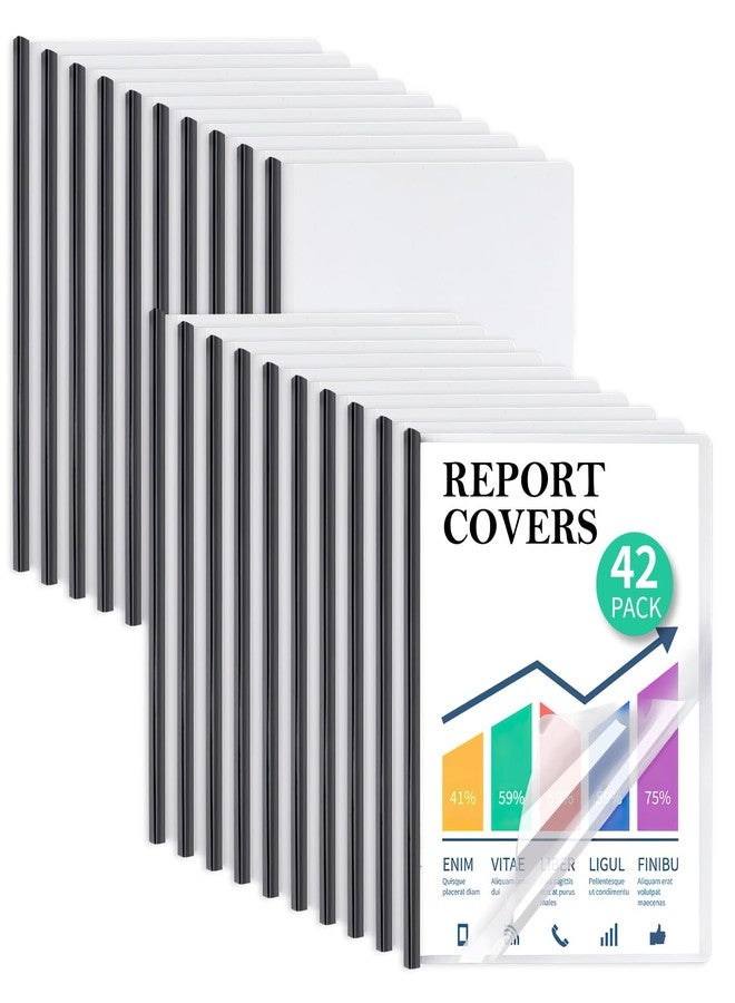 Coidea 42 Pack Report Covers, COIDEA Report Covers with Sliding Bar, Presentation Folders for A4 and Letter Size Paper, Clear Report Covers Binder Bulk for School Business, 70 Sheet Capacity - Image 1