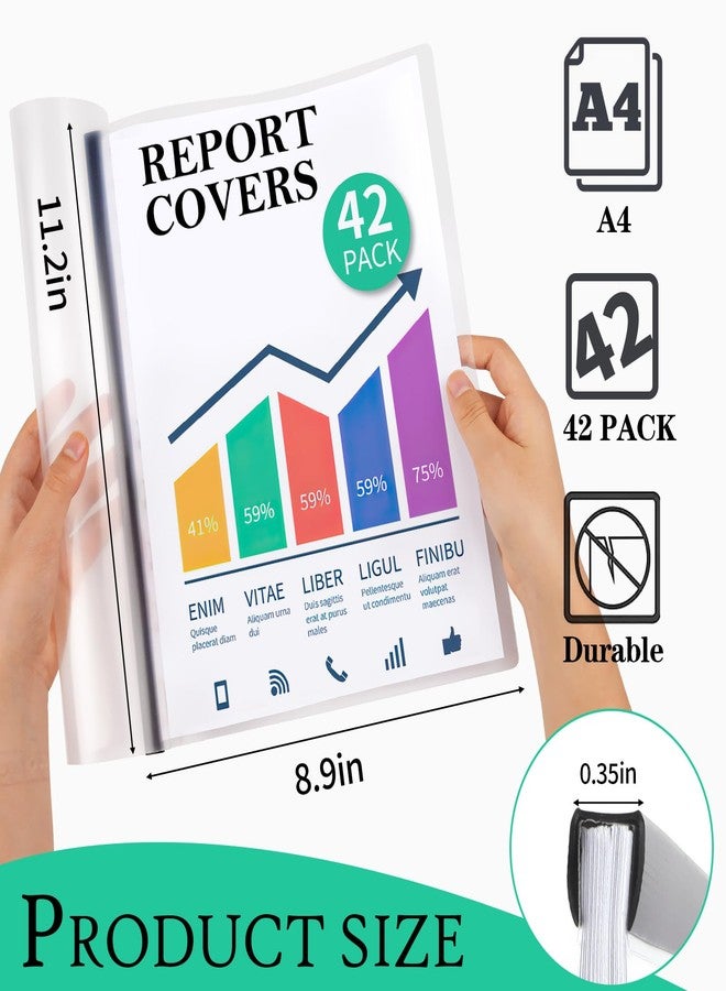 Coidea 42 Pack Report Covers, COIDEA Report Covers with Sliding Bar, Presentation Folders for A4 and Letter Size Paper, Clear Report Covers Binder Bulk for School Business, 70 Sheet Capacity - Image 2