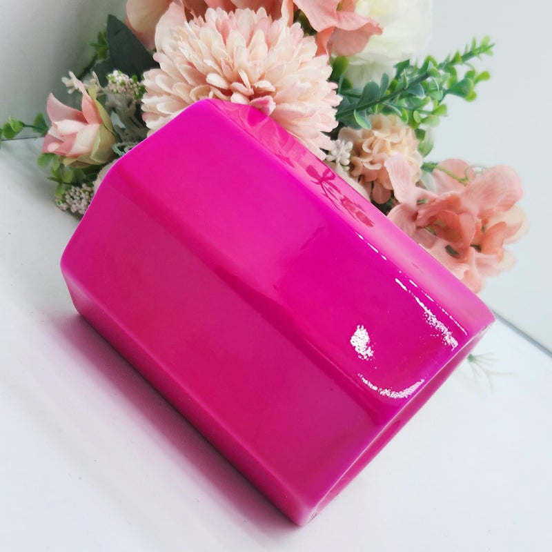 LEAZUL Pen Holder, Makeup Brush Holder Ceramic Shiny Gold Spring Floral Pattern Pencil Cup for Girls Kids Women Durable Stand Desk Organizer Storage Gift for Office, Classroom, Home (Hot Pink) - Image 4