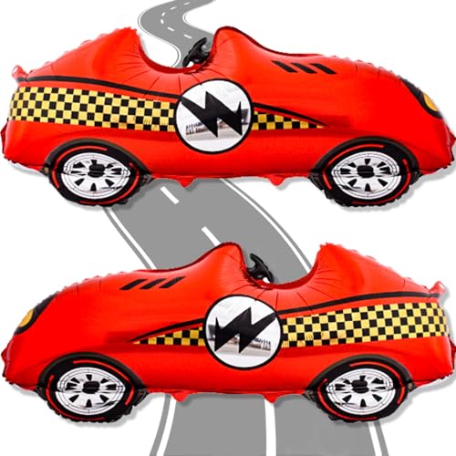 Tagberoy 2 Pcs Large Race Car Balloons 43 Inch Red Racing Balloons for Race Car Party Decorations Two Fast Birthday Decor - Image 1