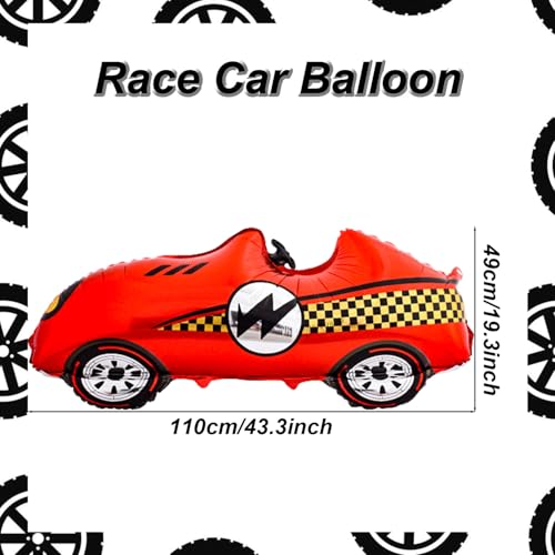 Tagberoy 2 Pcs Large Race Car Balloons 43 Inch Red Racing Balloons for Race Car Party Decorations Two Fast Birthday Decor - Image 5