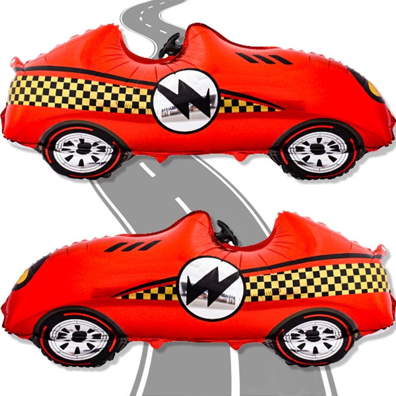 Tagberoy 2 Pcs Large Race Car Balloons 43 Inch Red Racing Balloons for Race Car Party Decorations Two Fast Birthday Decor - Image 3