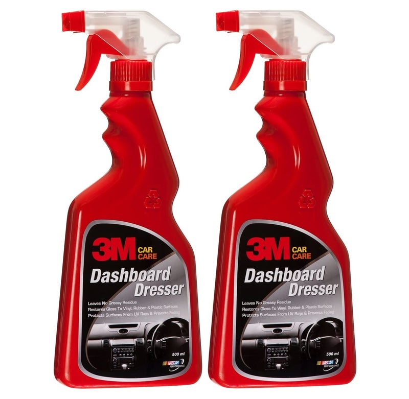 3M Car Dashboard Dresser, Restore Gloss on Dashboard and Other Plastic Parts, Protection from UV Rays & Fading (500ml Each, Pack of 2) - Image 1