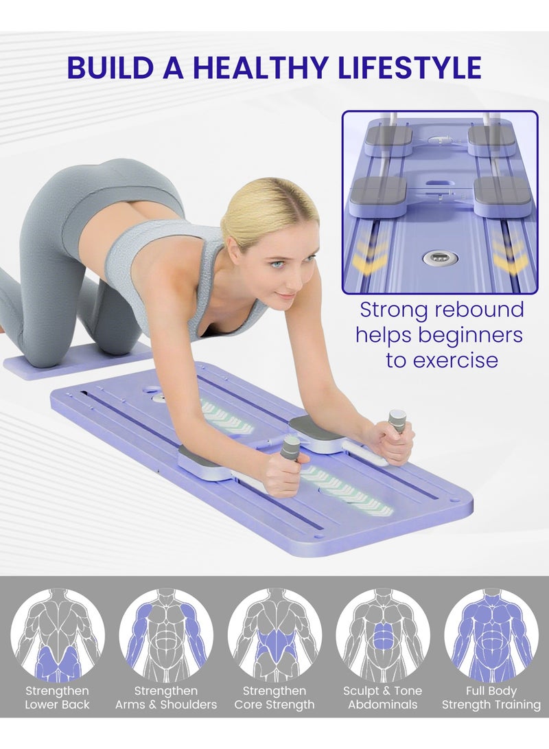 SUPER 5 Pilates Board - Pilates Reformer Set, Multi-Purpose Foldable Pilates Reformer Board for Home, 5 in 1 Pilates Sliding Board - Purple - Image 3