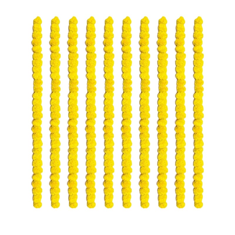 pop colours Artifical Marigold Fluffy Flower Garland Marigold Flowers for Decoration Pooja Room Thoran Festivals Decoration 10 Pcs Yellow - Image 1