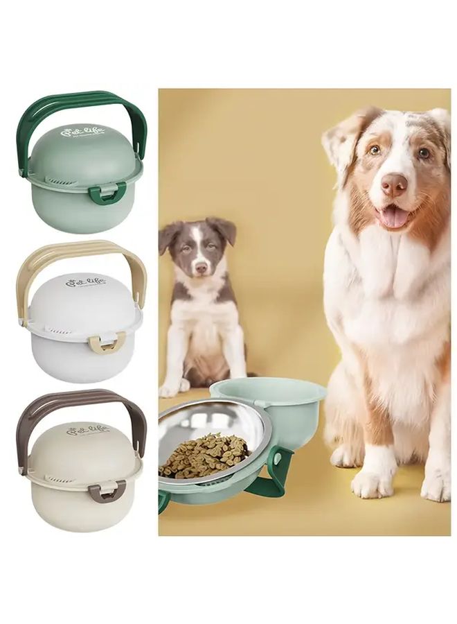 Portable Foldable Pet Travel Bowl Apricot Stainless Steel Water Bowl Durable PP Outdoor Feeding Dish For Dogs Cats - Image 2
