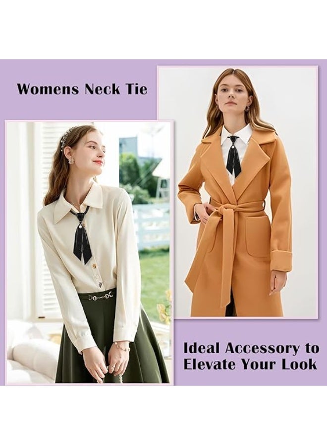 Bow Tie for Women, Adjustable Womens Tie, Uniform Ties, Pre Tied Womens Necktie with Artificial Pearl for School - Image 5