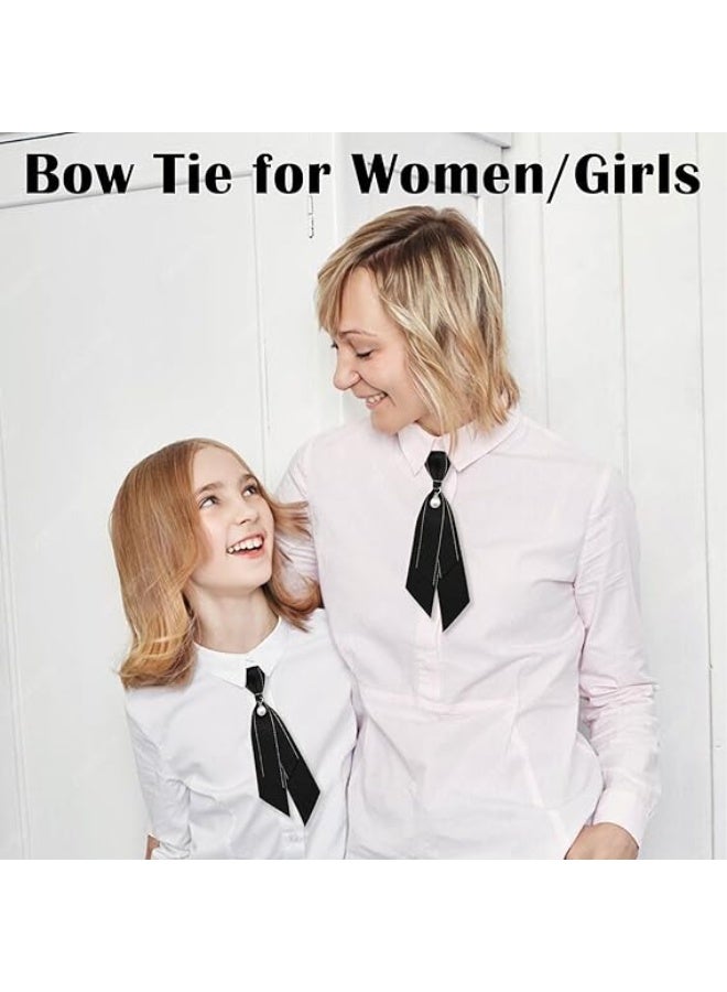 Bow Tie for Women, Adjustable Womens Tie, Uniform Ties, Pre Tied Womens Necktie with Artificial Pearl for School - Image 3