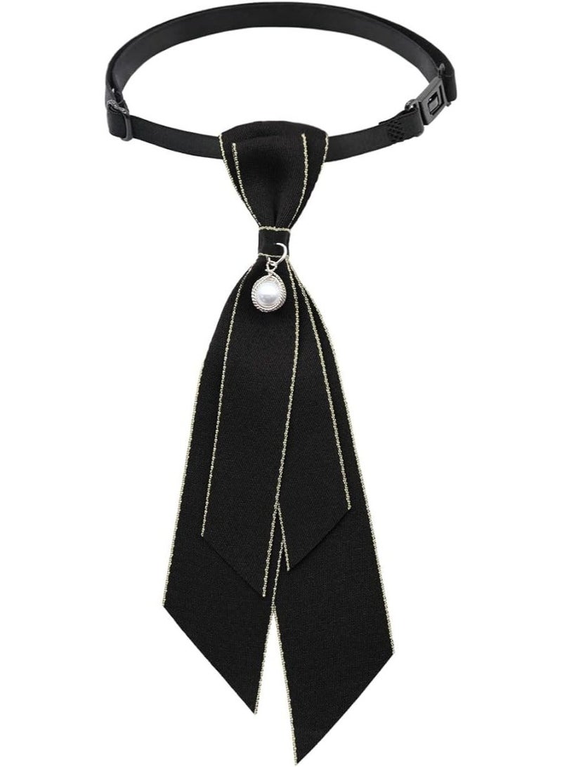 Bow Tie for Women, Adjustable Womens Tie, Uniform Ties, Pre Tied Womens Necktie with Artificial Pearl for School - Image 1
