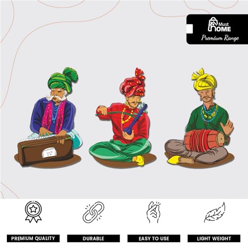 MustHome Fridge Magnet | Indian Theme & Musical Insutruments | Magnet Refrigerator Stylish | Almirah | Fridge Magnet Best Souvenir Gift | Decorative Items for Kitchen Fridge Magnets Set of 3 - Image 2