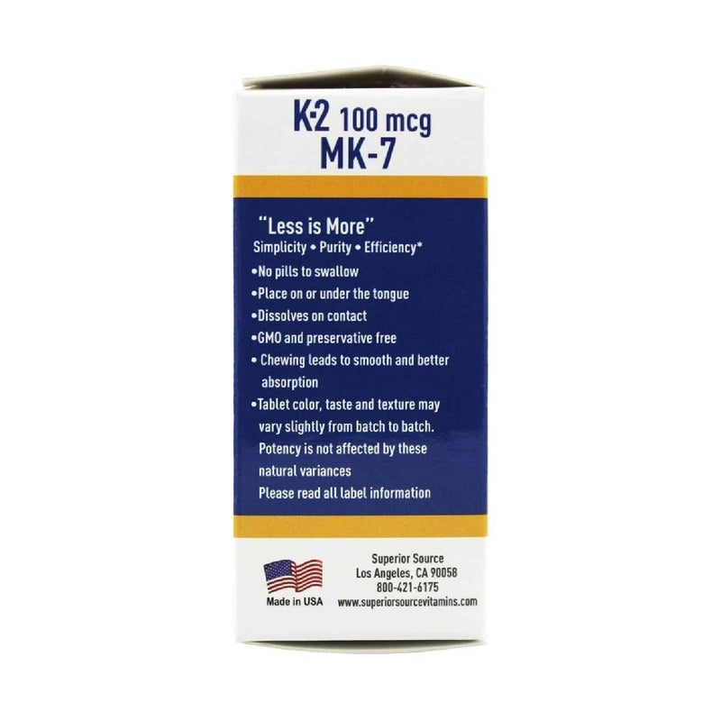 Superior Source Vitamin K2 MK-7 (Menaquinone-7) 100 mcg - Bone Strength & Health Support Supplement - Helps in Healthy Heart Function - Bariatric-Friendly - 60 Sublingual Dissolving Tablets - Image 5