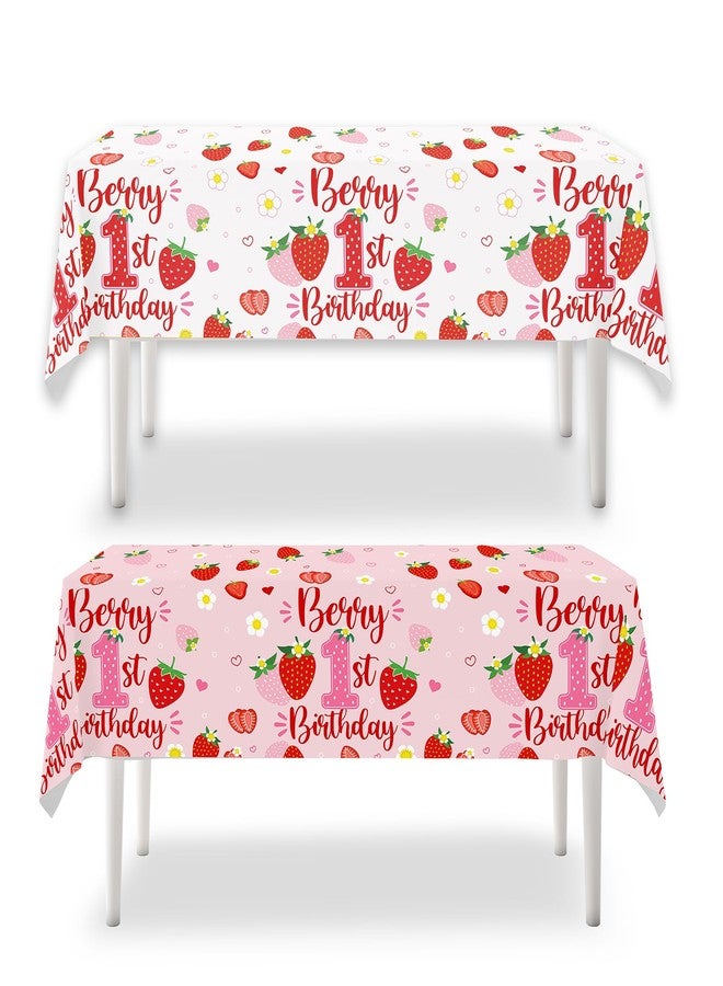 BIGKEOKI Berry First Birthday Decor Strawberry 1st Birthday Tablecloth Sweet One Berry Sweet Table Cloth Strawberry Bday Decorations Party Supplies for Girl Baby Shower(2ps) - Image 1