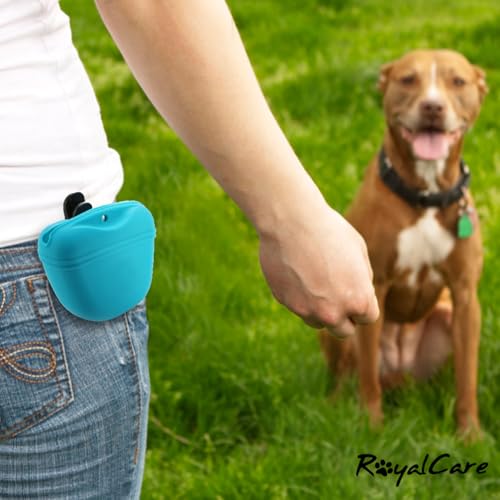 RoyalCare Silicone Dog Treat Pouch-Small Training Bag-Portable Dog Treat Bag for Leash with Magnetic Closure and Waist Clip airtight sealed - 2pieces [US Design Patent] - Image 2