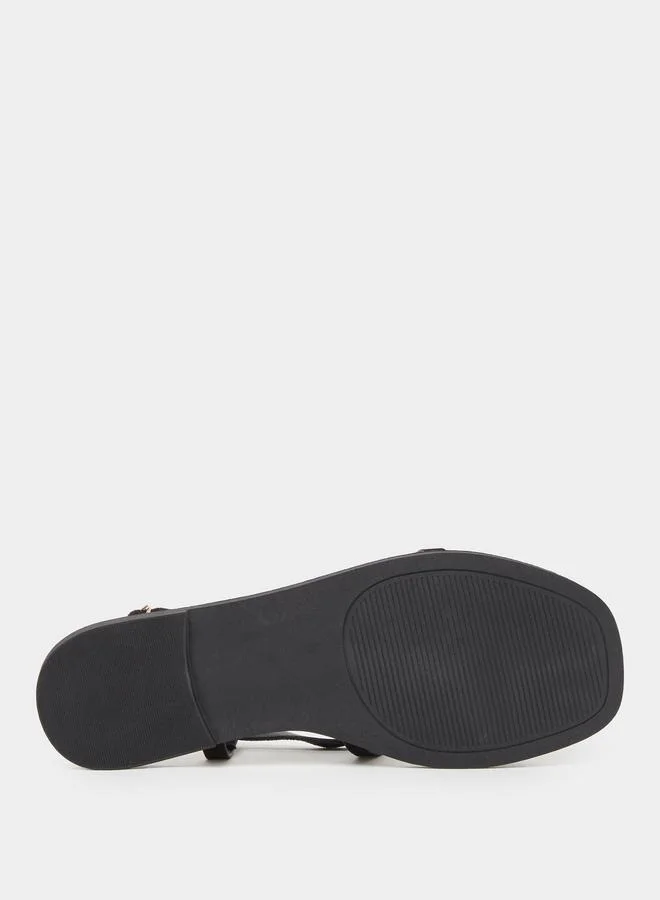 Styli  Black Starfish Embellished Flat Sandals for Women | Best Price UAE